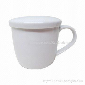 Fine porcelain U shape mug with lid